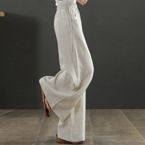 Women Loose Fit Elastic Waisted Palazzo Pant Ladies Daily Wear Casual - Picture 49 of 54