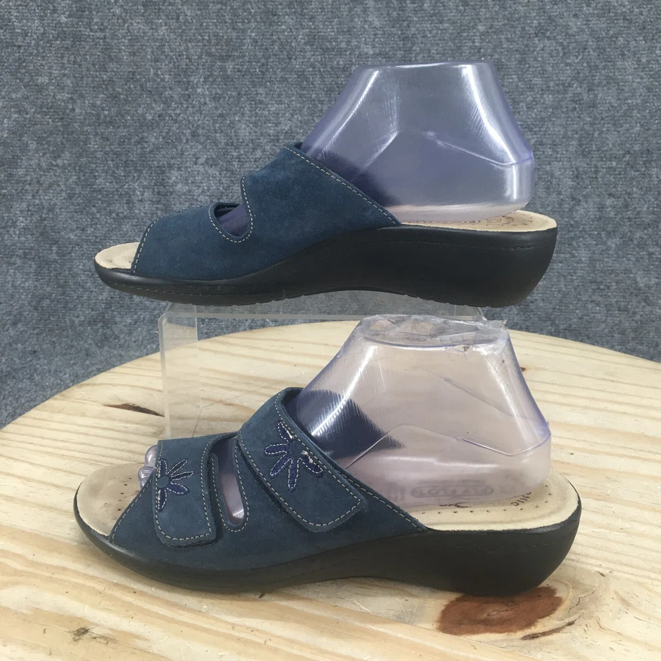 Sandalias Fly Flot para mujer 40 Maylis doble correa cuña deslizable gamuza azul sin cordones Foto 2 de 4
