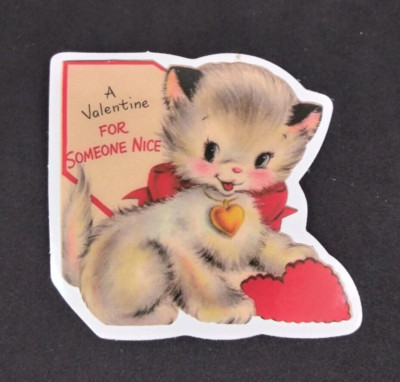 A Valentine For Someone Nice Kitten Retro Valentine Sticker 2.25'' x 2.5'' (C)