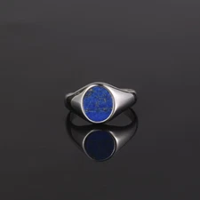 Men's Ring Blue Lapis Lazuli Gemstone 925 Solid Sterling Silver Signet Ring