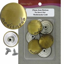 25 mm No-Sew Replacement Jean Tack Buttons 25A4  6 CT.