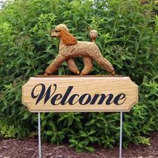 Poodle Wood Welcome Outdoor Sign Apricot
