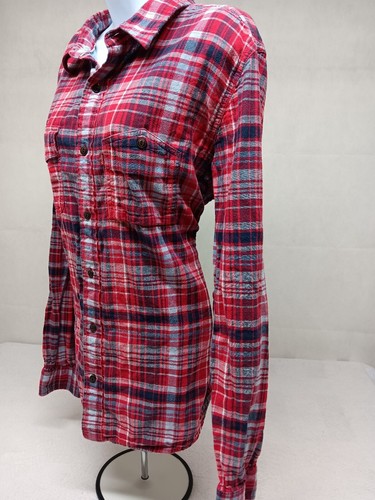 Levi's Womens Flannel Shirt Size XL Plaid Red 100% Cotton Long Sleeve Outdoor - Picture 4 of 14