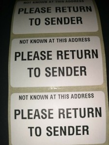 Restituito Al Mittente Le Spese Di Spedizione Etichette Adesivi Indesiderate Posta Postale Posta Indesiderata Ebay