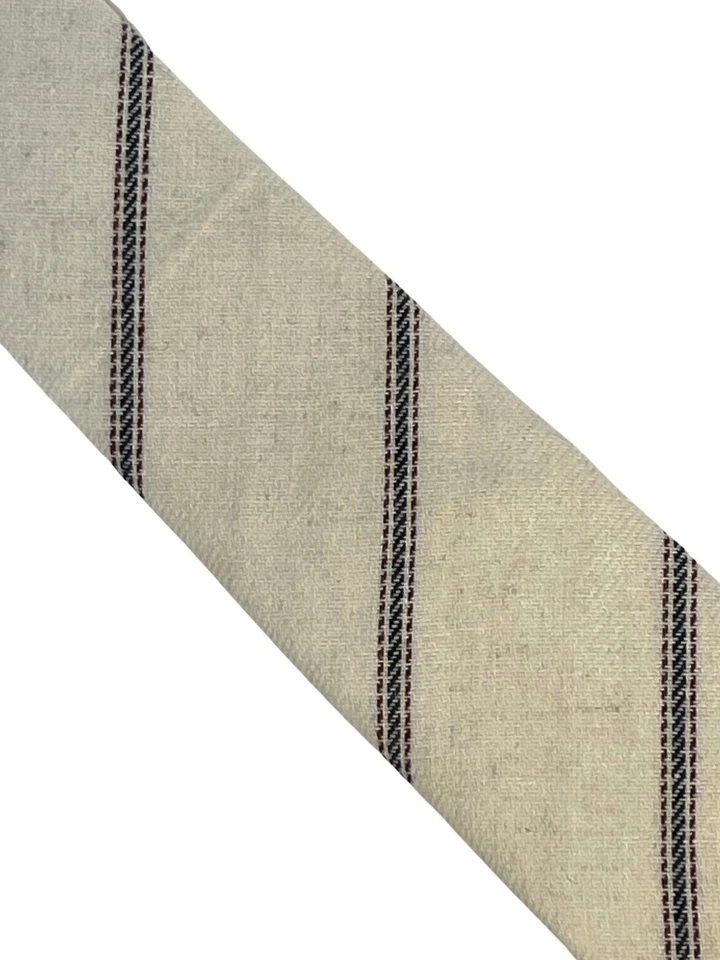 Cravatta Classica Da Uomo In Cotone Crema Avorio Con Strisce Frederick Thomas - Immagine 2 di 4