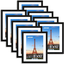 10 Pack Black 8x10 Picture Frames Set for Wall Mounting or Tabletop