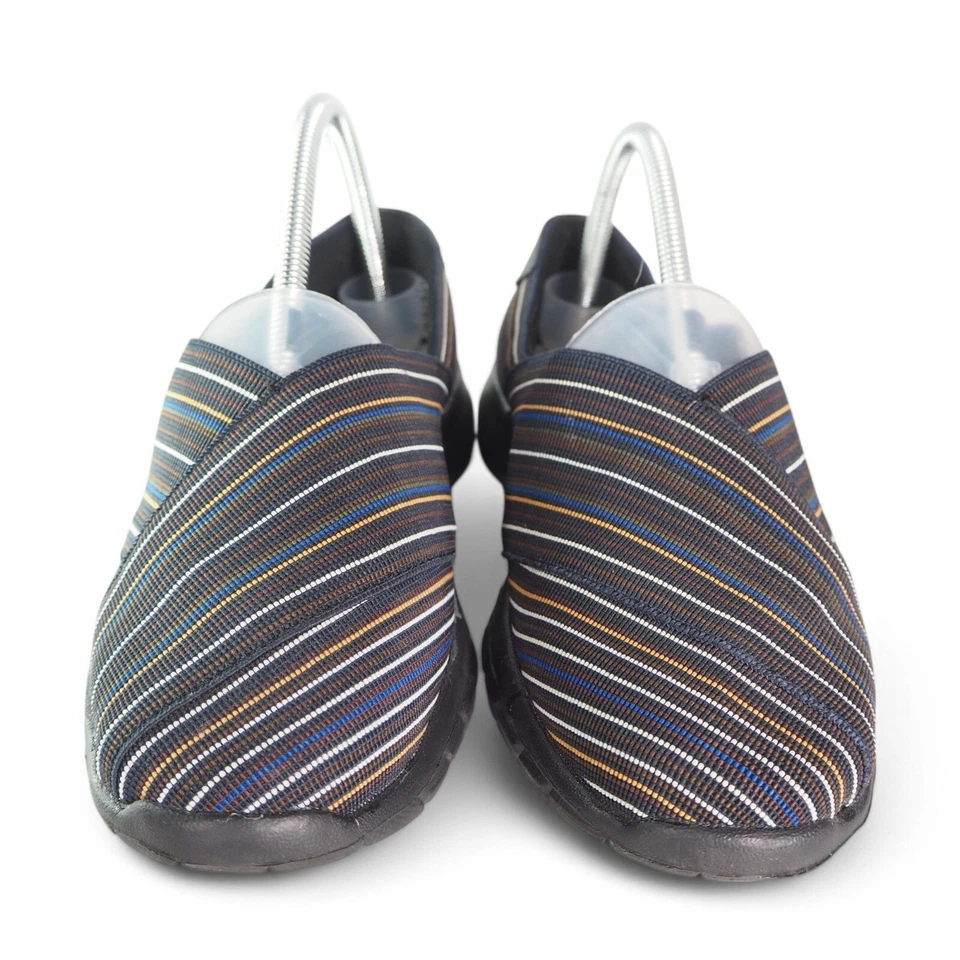 Bernie Mev Striped Stretch Fabric Slip-on Loafers Black / Multicolor Women's 8/3 Foto 3 de 4