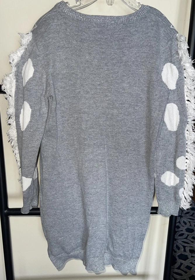 Little Marc Jacobs Grey and White Giraffe Detail Fringe Cotton Dress Size 6 114 - Image 4 of 4