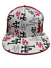 Los Angeles LA Dodgers Hat Men 7 3/4 White Red 59Fifty New Era Fitted Cap