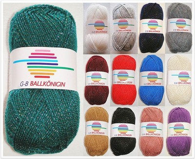 50g Ballkönigin Wolle Effektgarn Lurex Garn Strickgarn Stricken GP 39,80 /1kg
