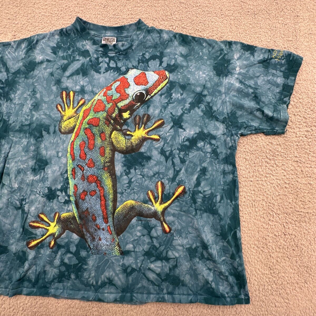 Vtg ONEITA Color Wear Mens 2XL Double Sided Textured Lizard Vtg ONEITA Color Wear Mens 2XL Double Sided Textured Lizard