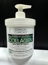 Advanced Clinicals Collagen Skin Rescue Lotion 16 Oz(454ml) Hydrates-Lifts-Firms