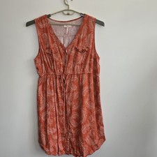 Millers Womens A-line Midi Dress Size 20 Orange White Linen Blend Sleeveless