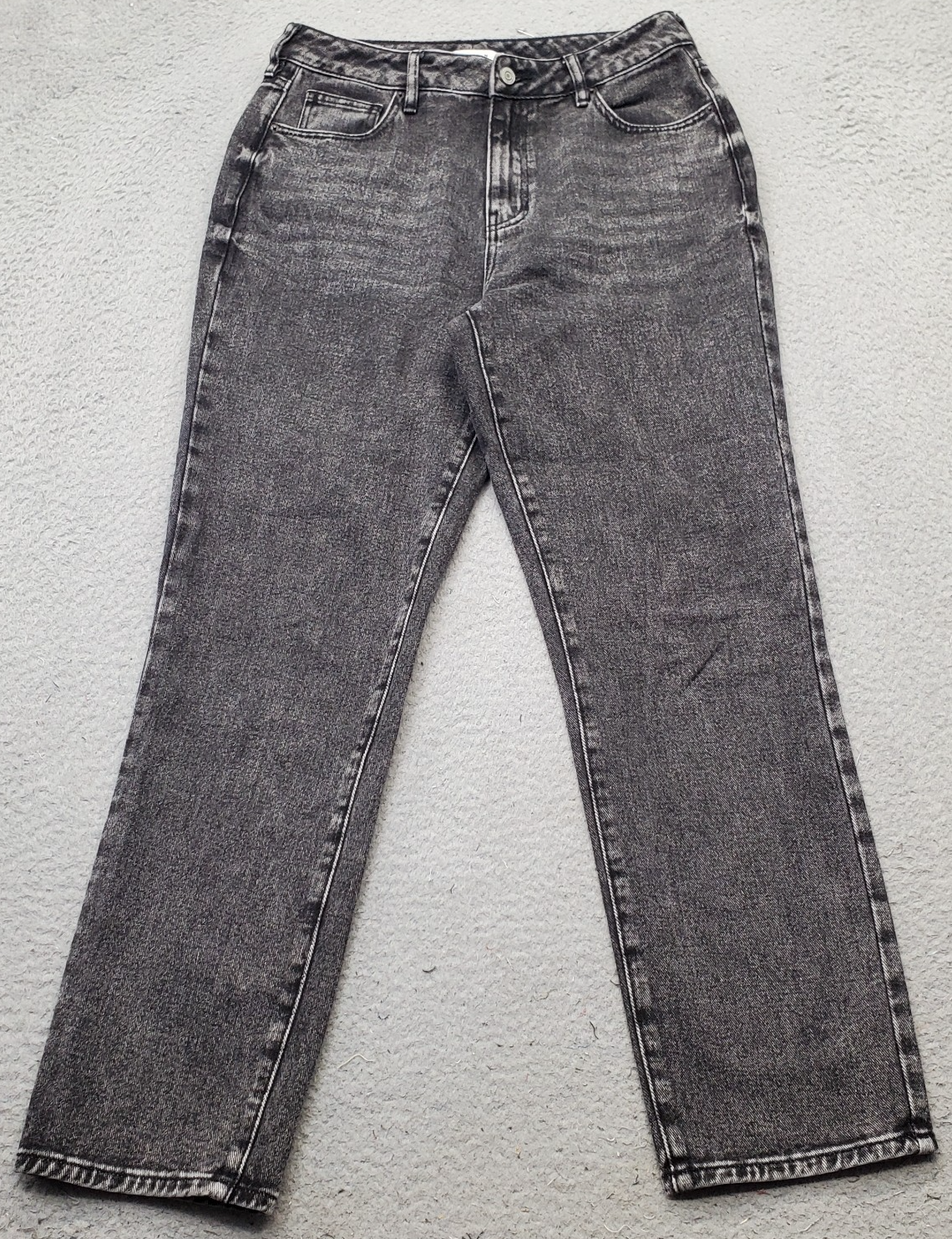 PacSun Mom Jeans Womens 28 Black Denim Stretch Dark Wash Whiskered Straight Leg-image