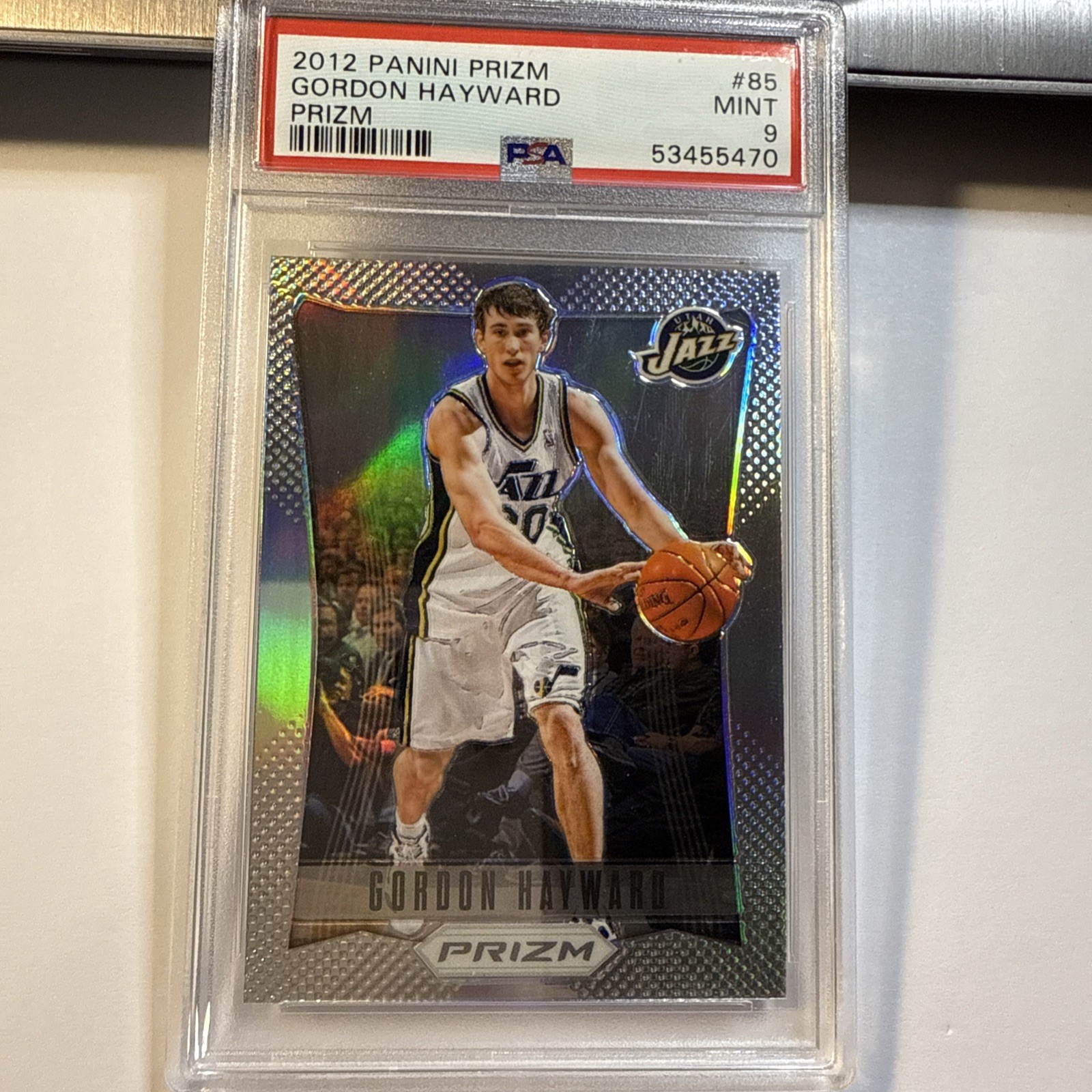 2012 Panini Prizm Gordon Hayward #85 Silver Utah Jazz Basketball PSA 9 Mint
