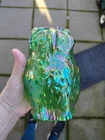 Fenton Green Carnival Glass Large Hollow Owl Figurine Signed/Dated 1977 #25/ 276