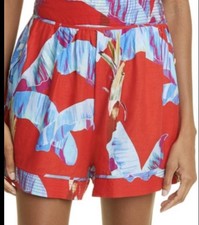 Farm Rio Sweet Jungle High Waist Linen Shorts Ananas Red Sz S