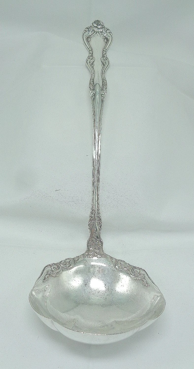 VENICE ORIENT 1904 Art Nouveau 12" soup ladle R. Reincke Denver retailer's mark