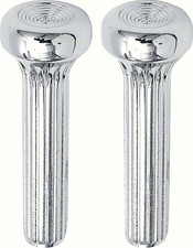 1968-71 Gm Door Lock Knobs Die-cast Metal Ribbed Design Chrome