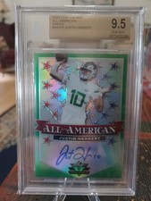 Justin Herbert (RC)(AU) - 2020 Leaf Valiant All-American GREEN #/75 BGS 10/ 9.5