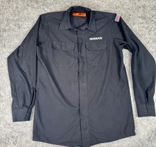 Red Kap Mens Black Nissan Button Employee Mechanic Work Shirt Size M