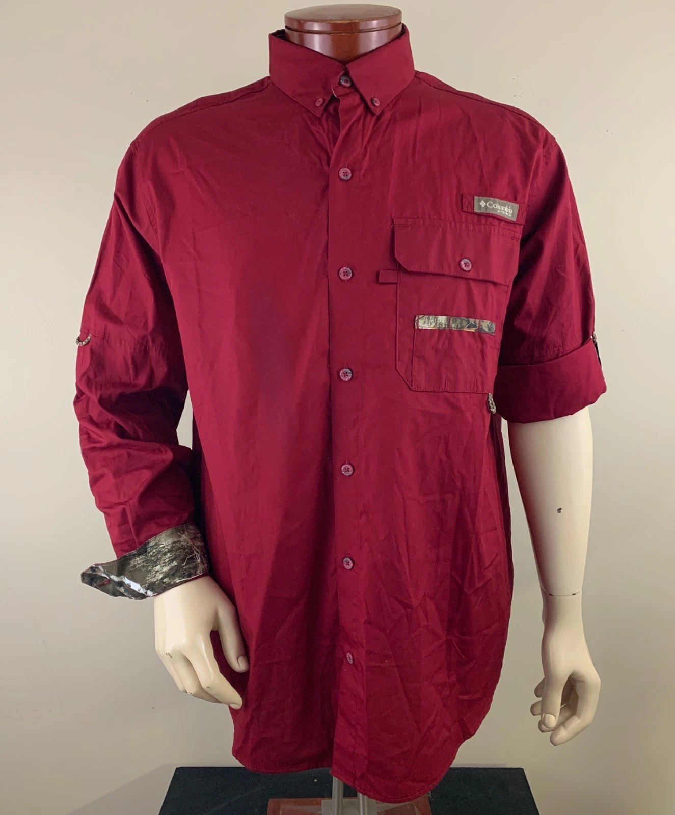 COLUMBIA PHG Men's Sharptail Camo Trim Long Sleeve Vented Shirt Size L NEW