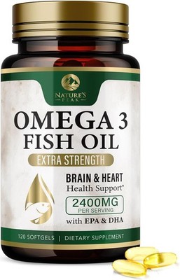 Fish Oil 2400 mg - Triple Strength Fish Oil Supplement for Healthy Heart Support