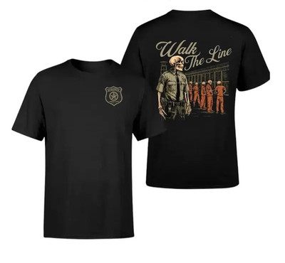 Walk The Line Prison Guard Skeleton T-Shirt, Vintage Streetwear Correctional Off