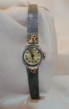 *FOR PARTS* Vintage Timex Wind Up Watch17mm Silver Tone Mesh Band Diamond Accent