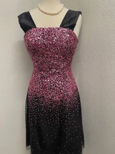 Vintage Scala Cocktail Dress Pink S Sequin Beaded Fairy