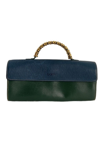 LOEWE Velazquez Green Blue Leather Hand Bag Used Item Good Condition From Japan