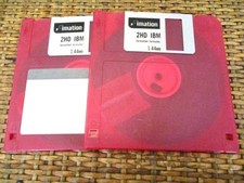 IMATION 2 x  "Neon" Diskettes IBM 2HD 3.5" 1.44mb Floppy Disks (pink)