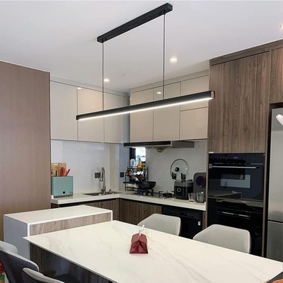 Dimmbare LED Pendelleuchte Schwarz Modern Mit Fernbedienung Höhenverstellbar 1