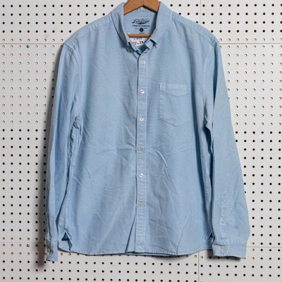 Lucky Brand Lived In Oxford Denim Button Down Shirt Large 100% Cotton Blue