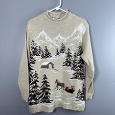 Company Collection Woman’s Sweater Size Large Made In USA Winter Scene Holiday
