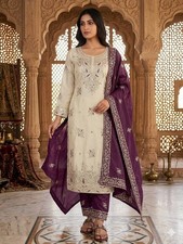 New Collection Purple Silk Kurta Palazzo With Dupatta For Wedding Wear