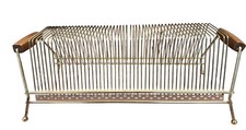 Vintage 1950's MCM Atomic Wire Brass Metal Record Rack Vinyl Record LPs Storage