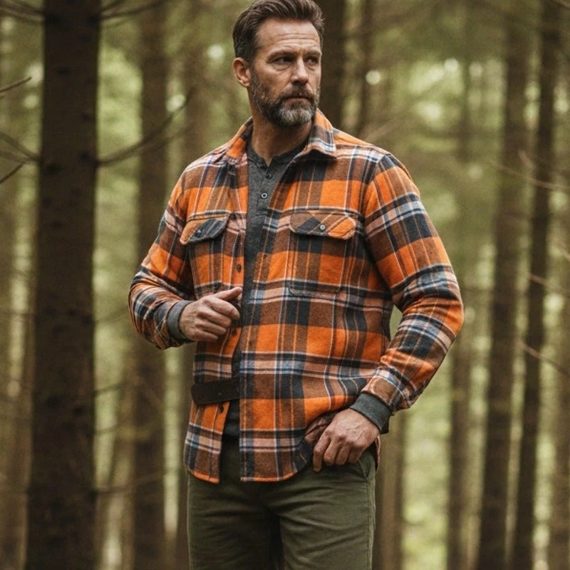 Legendary Whitetails 100% Cotton Plaid Flannel Shirt Sz XLT Orange Lumberjack