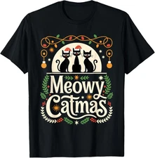 Cute Cat Christmas Xmas black cats Christmas Meowy Catmas T-Shirt