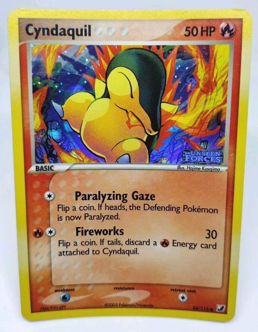 Cyndaquil 54/115 Unseen Forces Reverse Holo Pokemon Near Mint Stamp