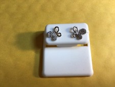 Women s 925 Sterling Silver BUTTERFLY shaped w/ rhinestones PIERCED Earring STUD