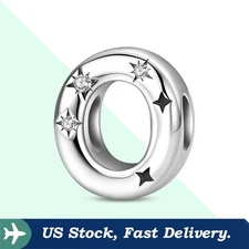 KUNSIR 925 Sterling Silver Letter O Charm For Bracelet Or Necklace Pendant Charm