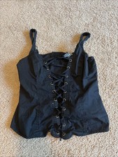 Hot Topic Black Lace-Up Corset Top Gothic Fairy Grunge Size Large
