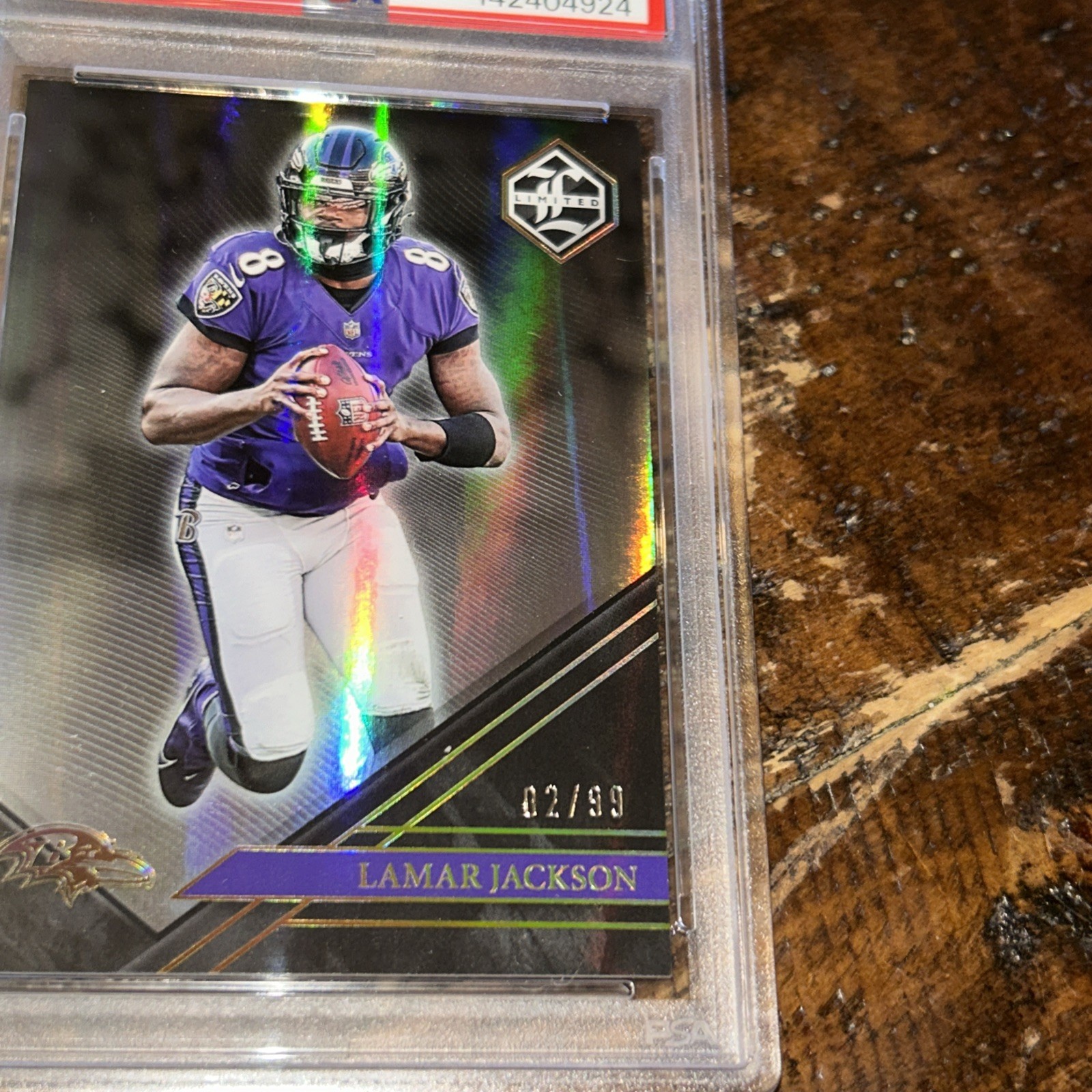 2022 Panini Limited Gold Lamar Jackson /99 Baltimore Ravens  PSA 8 2 Time MVP! view 3