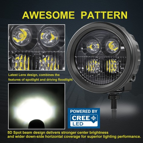4X 4" 80W Cree LED Round OffRoad Driving Flood Spot Lights Work Pods 4WD+ Wiring - Picture 2 of 14