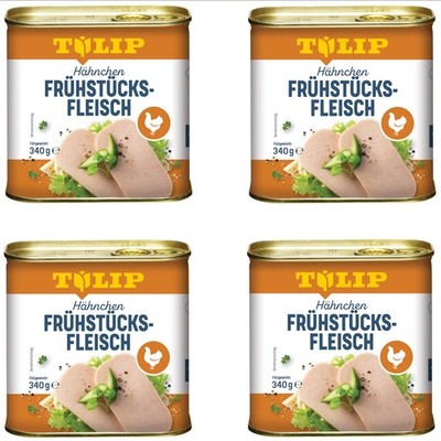 TULIP 4x 340g Hähnchen-Frühstücksfleisch Original Dänische Delikatesse Konserven
