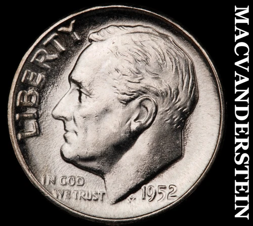 1952 Silver Roosevelt Dime - Choice Gem Brilliant Unc  Lustrous  #G7333