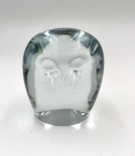 New ListingVTG Blenko Handcraft Art Glass Owl Clear Paperweight MCM 76D (1976 Catalog)