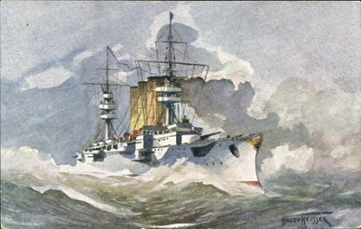 Künstler Ak Heusser, Harry, Panzerkreuzer O'Higgins, Chile - 4807472