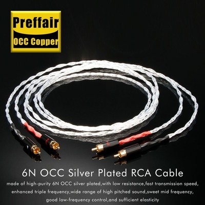 Perffair 4Cores OCC Copper 2RCA Interconnect Wire Gold Plated Plug